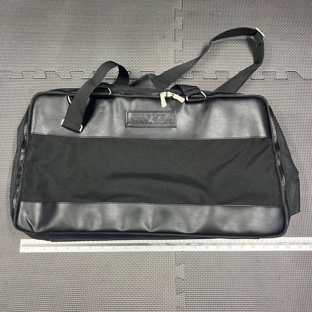 Harley-Davidson Black Leather & Nylon Motorcycle Messenger Bag Travel Accessory